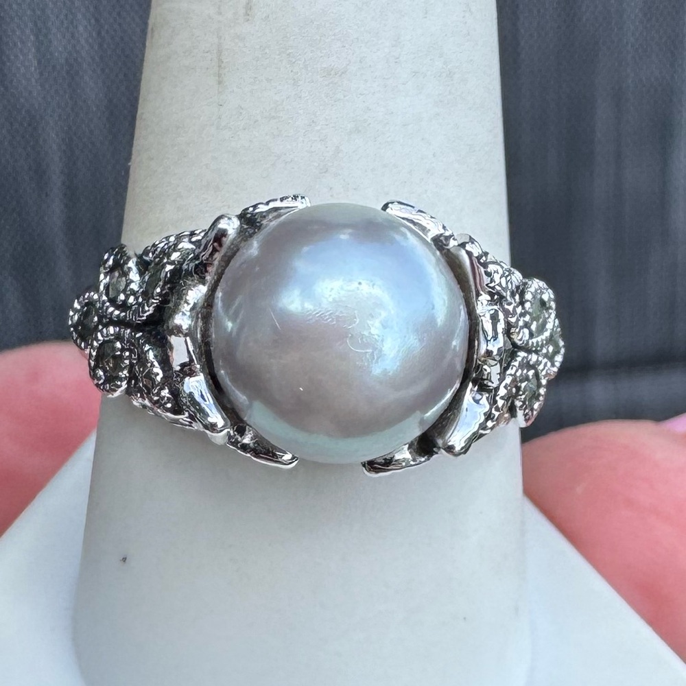 925 Carol Brodie Gray Pearl Ring